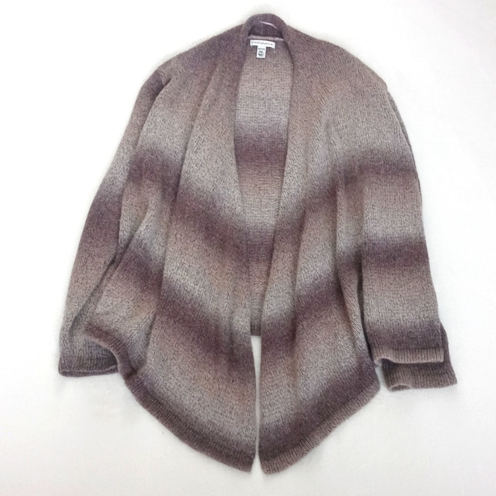 Cozy Croft & Barrow Women’s Ombre Brown Long Sleeve Open Cardigan Sweater PXL